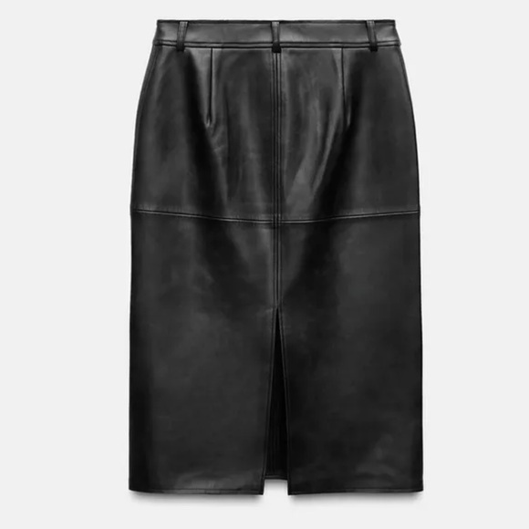 FAUX LEATHER SKIRT WITH ZIPPER ZW COLLECTION - Picture 2 of 7